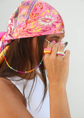 Foulard bandana en satin baroque pink
